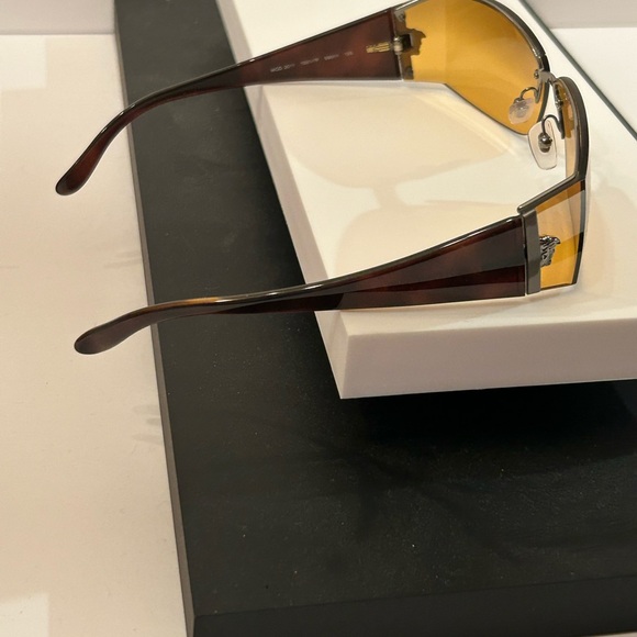Versace Black Frame Sunglasses with Amber Lenses - Picture 3 of 9